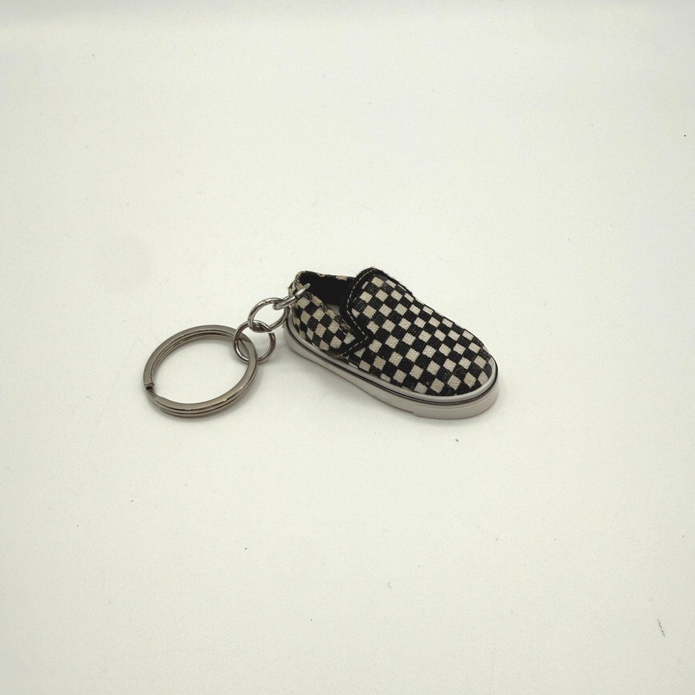 Vans Keychain Unisex One Size Black Checkerboard Mini Sneaker Slip On Accessory